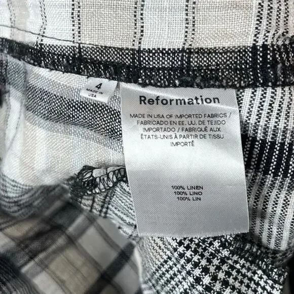 Reformation Vesta Linen Plaid Pant Chelsea Size 4 - Picture 5 of 8